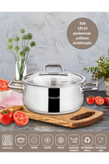 Cookcase Galaxy İndüksiyonlu Cam Kapaklı Çelik 34 cm Derin Tencere