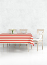 The Mia Stripe Polyester 150x230 cm Dikdörtgen Masa Örtüsü Nar Çiçeği