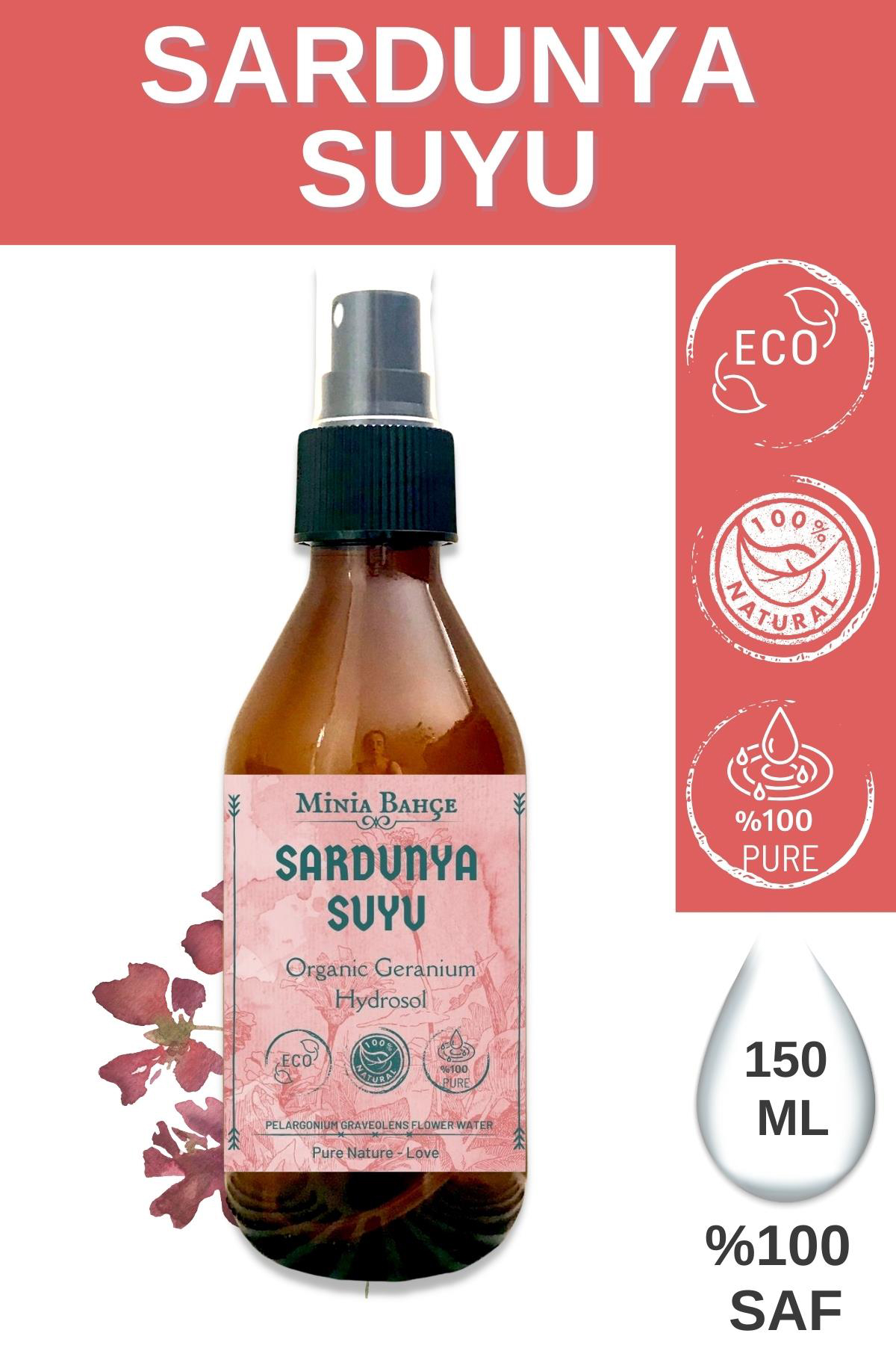 Minia Bahçe Organik Sprey Sardunya Suyu 150 ml