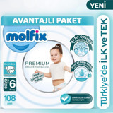 Molfix Premium 6 Numara Göbek Oyuntulu Cırtlı Bebek Bezi 108'li