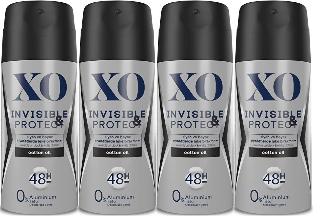 Xo Invisible & Protect Pudrasız Ter Önleyici Sprey Erkek Deodorant 4x150 ml