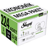 Sleepy Natural Ekonomik Mega Paket 5 Numara Organik Cırtlı Bebek Bezi 224 Adet