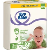 Evy Baby 3'lü Fırsat Paketi Midi 3 Numara Cırtlı Bebek Bezi 400 Adet