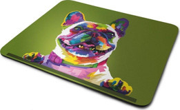 WuW Ilustrasyon French Buldog Temalı 22x18 cm S Mousepad Çok Renkli