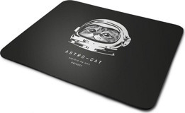 WuW Astronot Kedi 22x18 cm S Mousepad Beyaz-Siyah