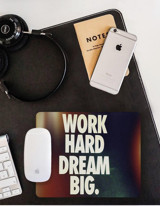 WuW Work Hard 22x18 cm S Mousepad Beyaz-Siyah