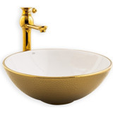 Lena E-5005A Dekoratif Tekli 50 cm Porselen Tezgah Üstü Oval Lavabo Beyaz