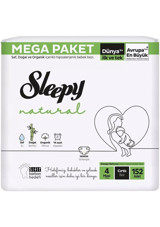 Sleepy Natural Mega Fırsat Maxi 4 Numara Organik Cırtlı Bebek Bezi 152 Adet