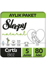 Sleepy Junior Aylık Paket 5 Numara Organik Cırtlı Bebek Bezi 80 Adet