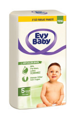 Evy Baby Hipoalerjenik 3'lü Fırsat Paketi 5 Numara Cırtlı Bebek Bezi 132 Adet