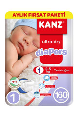 Kanz Ultra-Dry Yenidoğan Yenidoğan Cırtlı Bebek Bezi 160 Adet