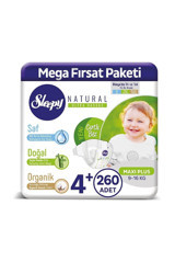 Sleepy Natural Maxi Plus 4 + Numara Organik Cırtlı Bebek Bezi 260 Adet