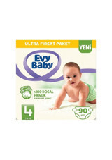 Evy Baby Ultra Fırsat Paketi Maxi 4 Numara Cırtlı Bebek Bezi 90 Adet