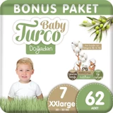Baby Turco Doğadan 7 Numara Bantlı Bebek Bezi 62 Adet