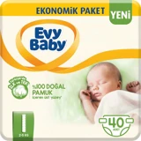 Evy Baby Ekonomik Paket Yenidoğan 1 Numara Cırtlı Bebek Bezi 40 Adet