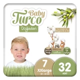 Baby Turco Doğadan 7 Numara Bantlı Bebek Bezi 32 Adet