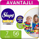 Sleepy Extra 7 Numara Organik Cırtlı Bebek Bezi 4x16 Adet