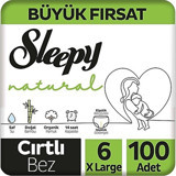 Sleepy Natural 6 Numara Organik Cırtlı Bebek Bezi 100 Adet