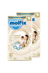 Molfix Pure & Soft 6 Numara Cırtlı Bebek Bezi 2x54 Adet