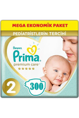Prima Premium Care 2 Numara Göbek Oyuntulu Cırtlı Bebek Bezi 300 Adet