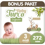 Baby Turco Doğadan 3 Numara Bantlı Bebek Bezi 2x136 Adet