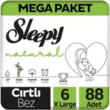 Sleepy Xlarge Mega Paket 6 Numara Organik Cırtlı Bebek Bezi