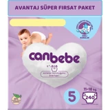 Canbebe Junior Avantaj Süper Fırsat 5 Numara Bantlı Bebek Bezi 240 Adet