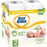 Evy Baby Ekonomik Fırsat Paketi Mini 2 Numara Cırtlı Bebek Bezi 126 Adet