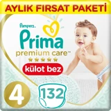 Prima Premium Care 4 Numara Külot Bebek Bezi 132 Adet