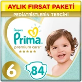 Prima Premium Care 6 Numara Cırtlı Bebek Bezi 84 Adet