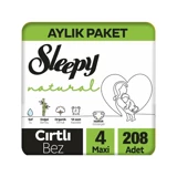 Sleepy Maxi Aylık Paket 4 Numara Organik Cırtlı Bebek Bezi 2x104 Adet