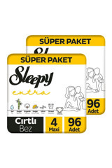 Sleepy Maxi Süper Paket 4 Numara Organik Cırtlı Bebek Bezi 2x96 Adet