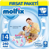 Molfix Maxi 4 Numara Bantlı Bebek Bezi 4x60 Adet