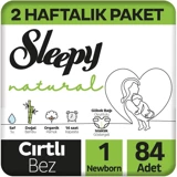 Sleepy Yenidoğan 1 Numara Organik Göbek Oyuntulu Cırtlı Bebek Bezi 84 Adet