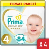 Prima Premium Care 4 Numara Cırtlı Bebek Bezi 336 Adet