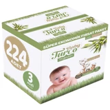 Baby Turco Doğadan Midi 3 Numara Cırtlı Bebek Bezi 224 Adet