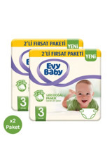 Evy Baby 2'li Fırsat Paketi Midi 3 Numara Cırtlı Bebek Bezi 124 Adet