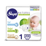Sleepy Natural Ultra Hassas Yenidoğan 1 Numara Organik Cırtlı Bebek Bezi 200 Adet
