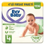Evy Baby 4'lü Fırsat Paketi 4 Numara Cırtlı Bebek Bezi 108 Adet