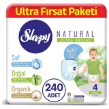 Sleepy Natural 4 Numara Organik Külot Bebek Bezi 240 Adet