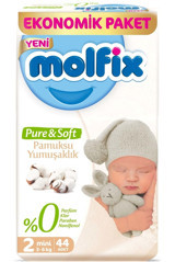Molfix Pure & Soft 2 Numara Cırtlı Bebek Bezi 44 Adet