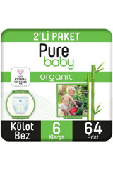 Pure Baby Pamuklu 6 Numara Organik Külot Bebek Bezi 64 Adet