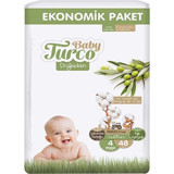 Baby Turco Doğadan Maxi 4 Numara Cırtlı Bebek Bezi 2x48 Adet