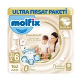 Molfix Pure & Soft 6 Numara Cırtlı Bebek Bezi 3x54 Adet