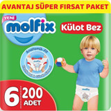 Molfix Extra Large 6 Numara Göbek Oyuntulu Külot Bebek Bezi 200 Adet