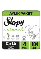 Sleepy Maxi Aylık Paket 4 Numara Organik Cırtlı Bebek Bezi 104 Adet