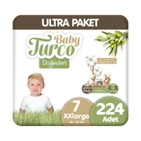 Baby Turco Doğadan XXLarge 7 Numara Cırtlı Bebek Bezi 224 Adet