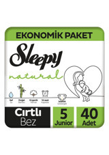 Sleepy Junior Ekonomik Paket 5 Numara Organik Cırtlı Bebek Bezi 40 Adet