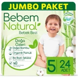 Bebem Natural Doğa Özleri 5 Numara Organik Cırtlı Bebek Bezi 24 Adet