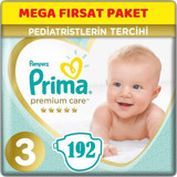 Prima Premium Care 3 Numara Cırtlı Bebek Bezi 192 Adet